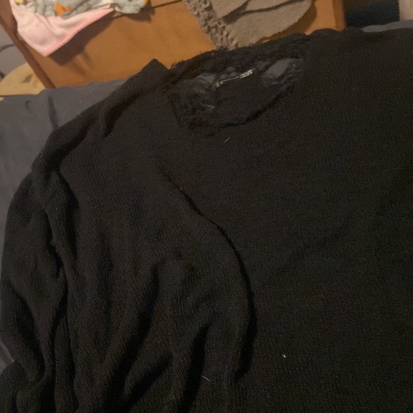 Distressed grunge black sweater top - Picture 2 of 3